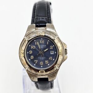 Coleman Women's Watch 30MM Blue Dial Date New Black Leather Bands New Battery